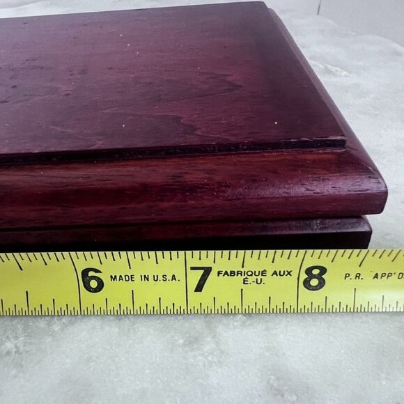 Vtg Wooden Jewelry Box Red Velvet Interior Trinkets Keepsakes Rectangular Design - Picture 11 of 12